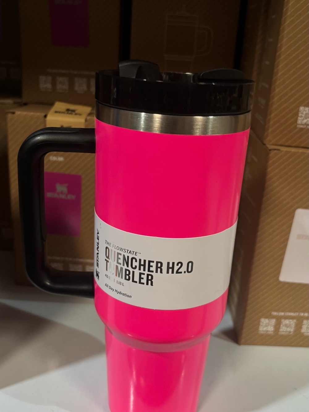 Quencher H2.0 Travel Tumbler - Neon Pink with Black Lid
